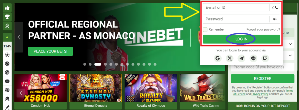 Accessing LineBet login