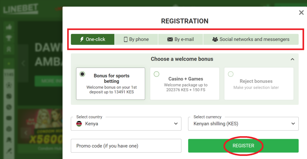 Complete LineBet registration process